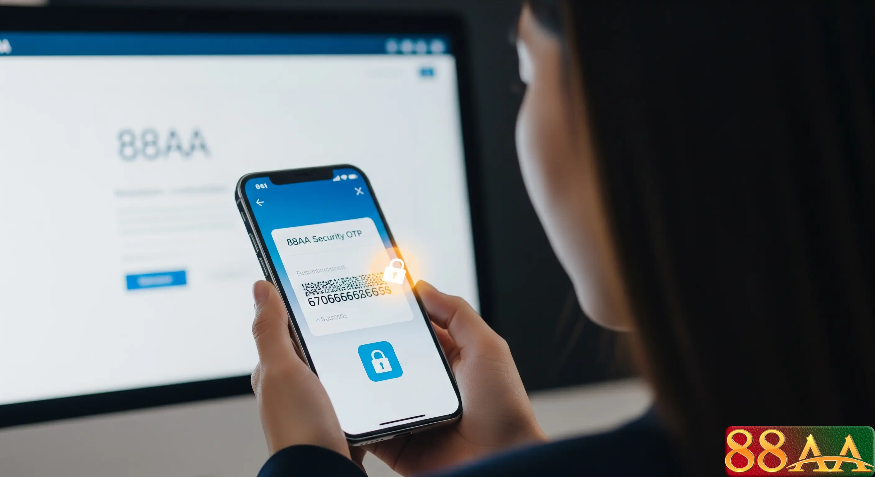 Biểu tượng mã OTP và khóa bảo mật trong giao dịch tại 88AA