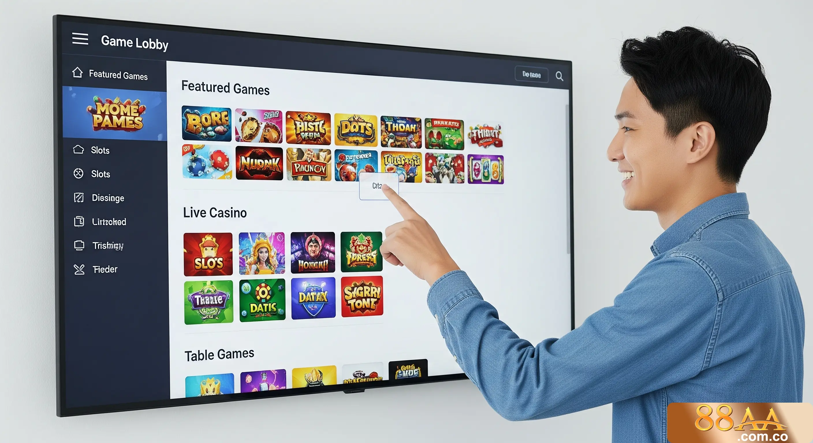 Bố cục sắp xếp game khoa học tại sảnh chính 88AA