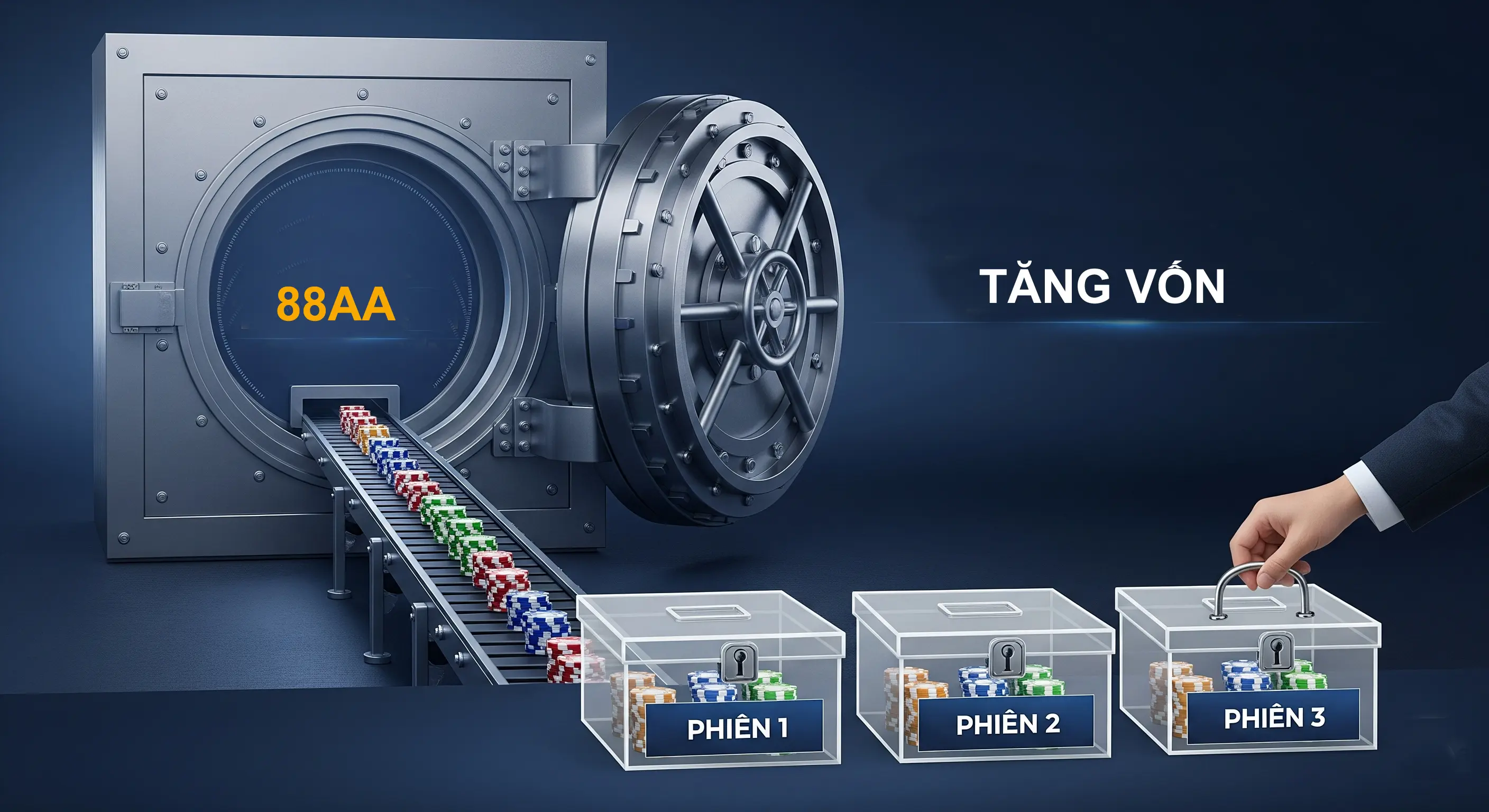 Sơ đồ quản lý vốn theo phiên chơi với các ngưỡng Stop-Loss và Take-Profit rõ ràng